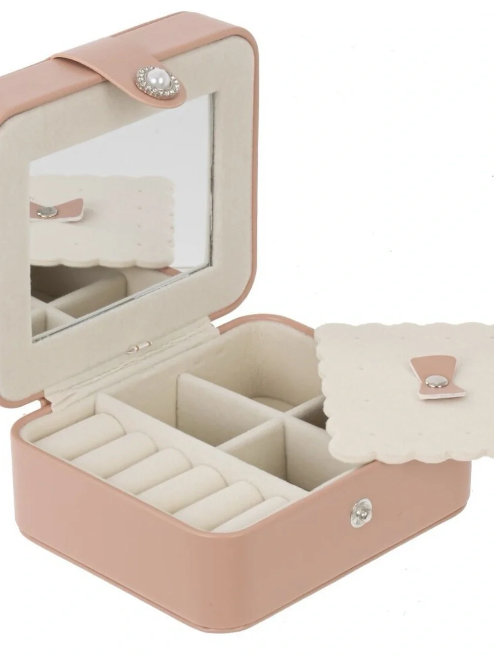 Pink Quilted Jewelry Box with Pearl Snap - Tea Rose Collection